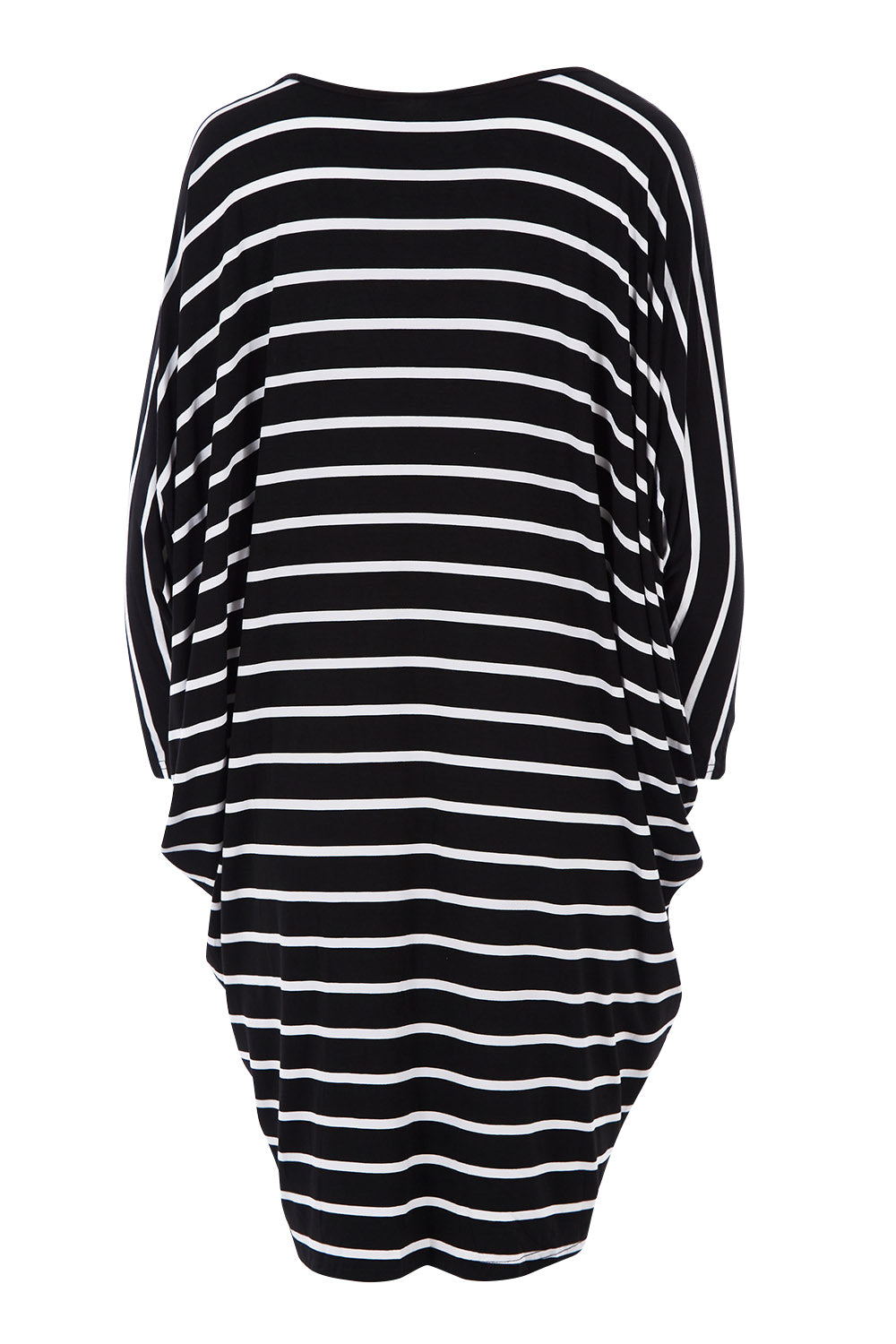 Product shot of the Long Sleeve Stripe Miracle Dress in colour BlackWhite (Black), from the back