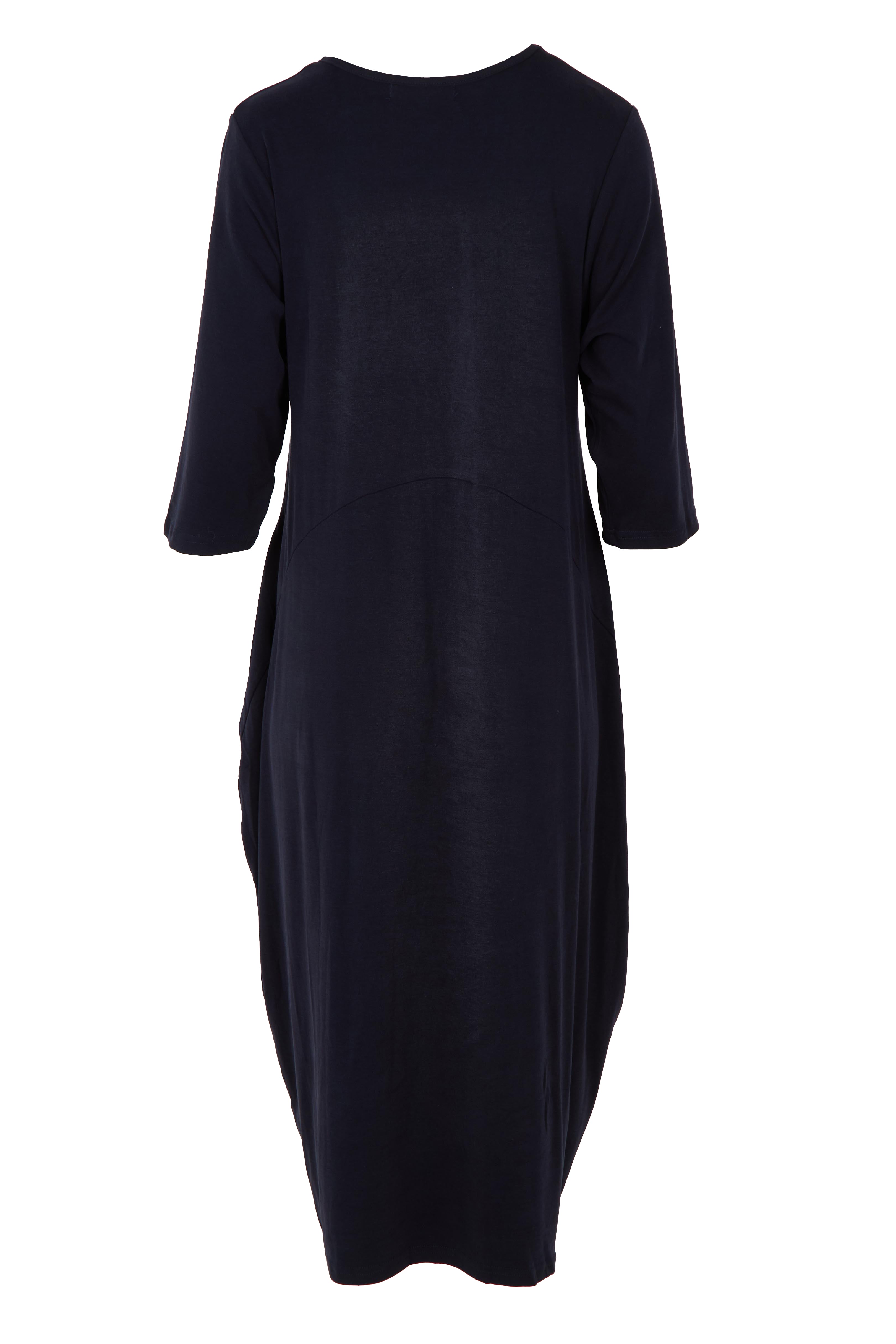 Product shot of the Alviva Lounge Dress in colour Navy (Blue), from the back
