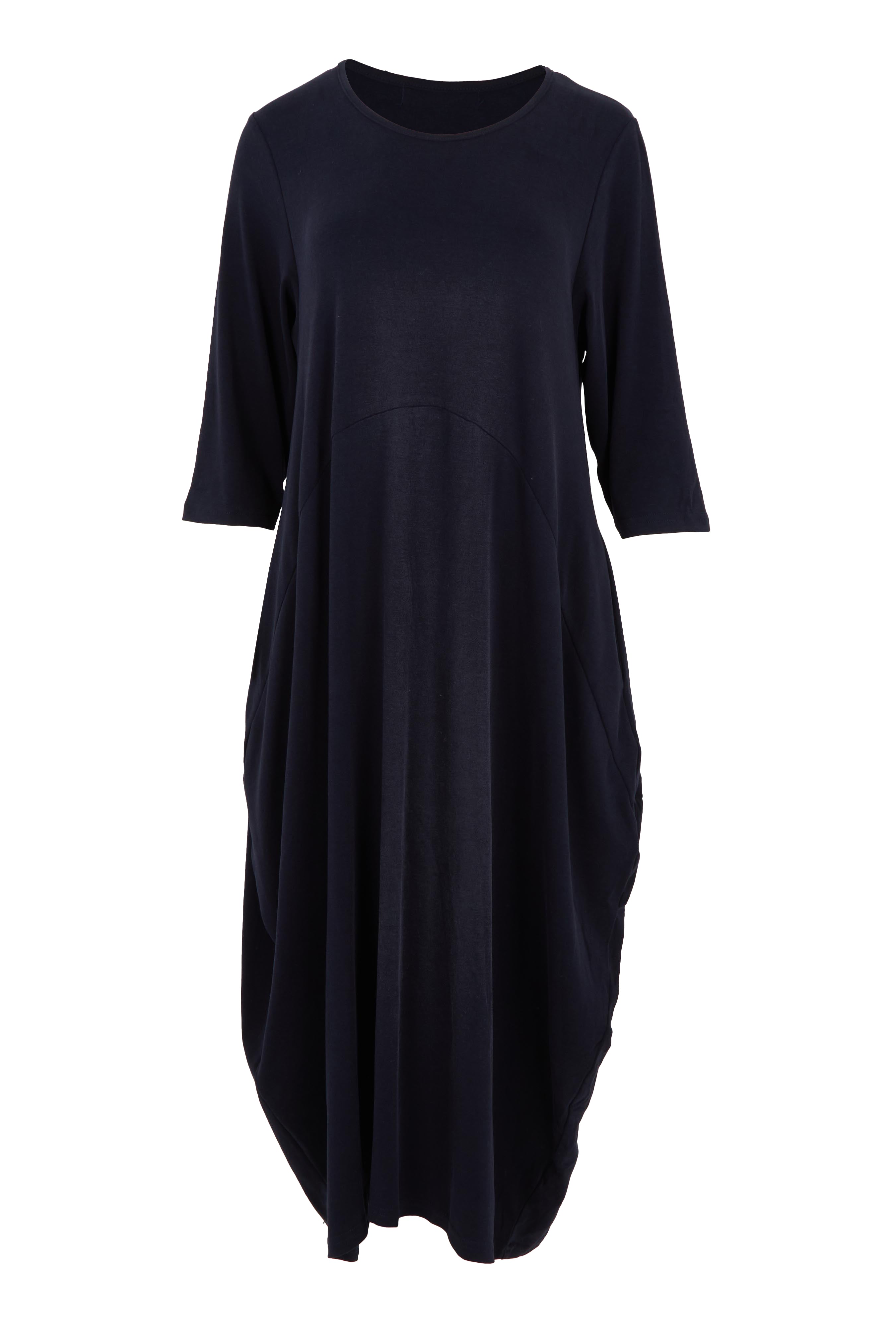 Product shot of the Alviva Lounge Dress in colour Navy (Blue), from the front