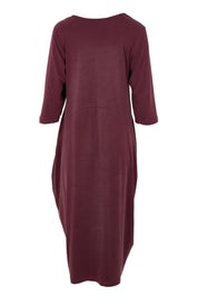 Product shot of the Alviva Lounge Dress in colour Shiraz (Purple), from the back