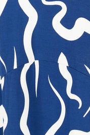 Product shot of the Alviva Bamboo Dress in colour Seaport (Blue), detail