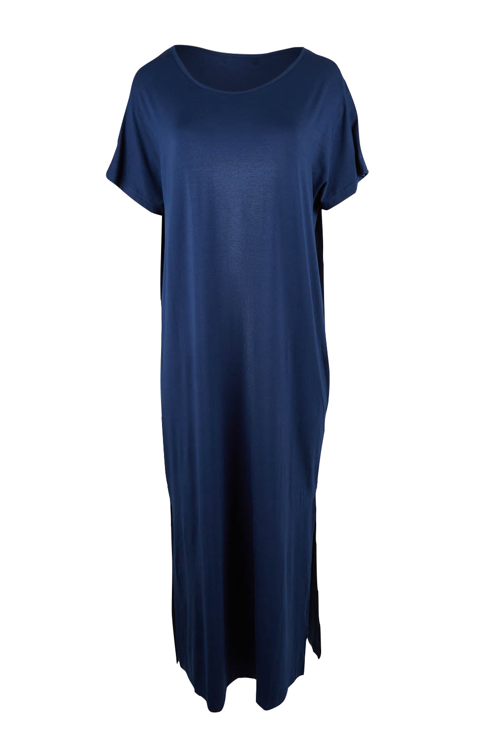 Product shot of the Destiny Round Neck Dress in colour Navy (Blue), from the front