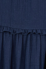 Product shot of the Lottie Midi Cotton Dress in colour Deepsea (Blue), detail