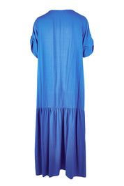 Product shot of the S/S Peak Maxi Dress in colour Bahama (Blue), from the back