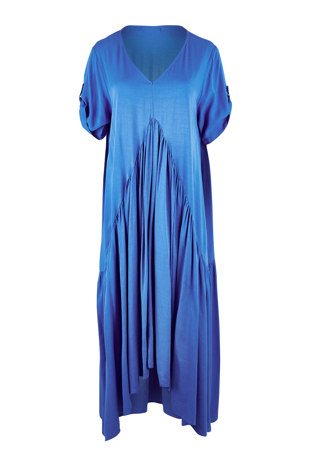 Product shot of the S/S Peak Maxi Dress in colour Bahama (Blue), from the front