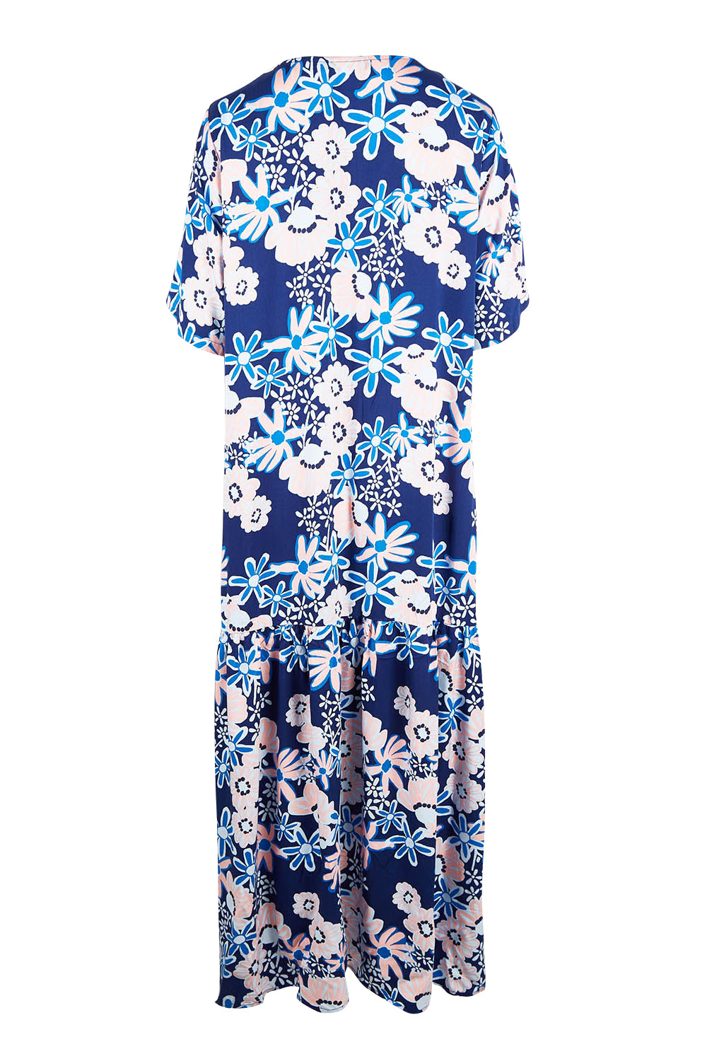 Product shot of the S/S Peak Maxi Dress in colour Harvest (Blue), from the back