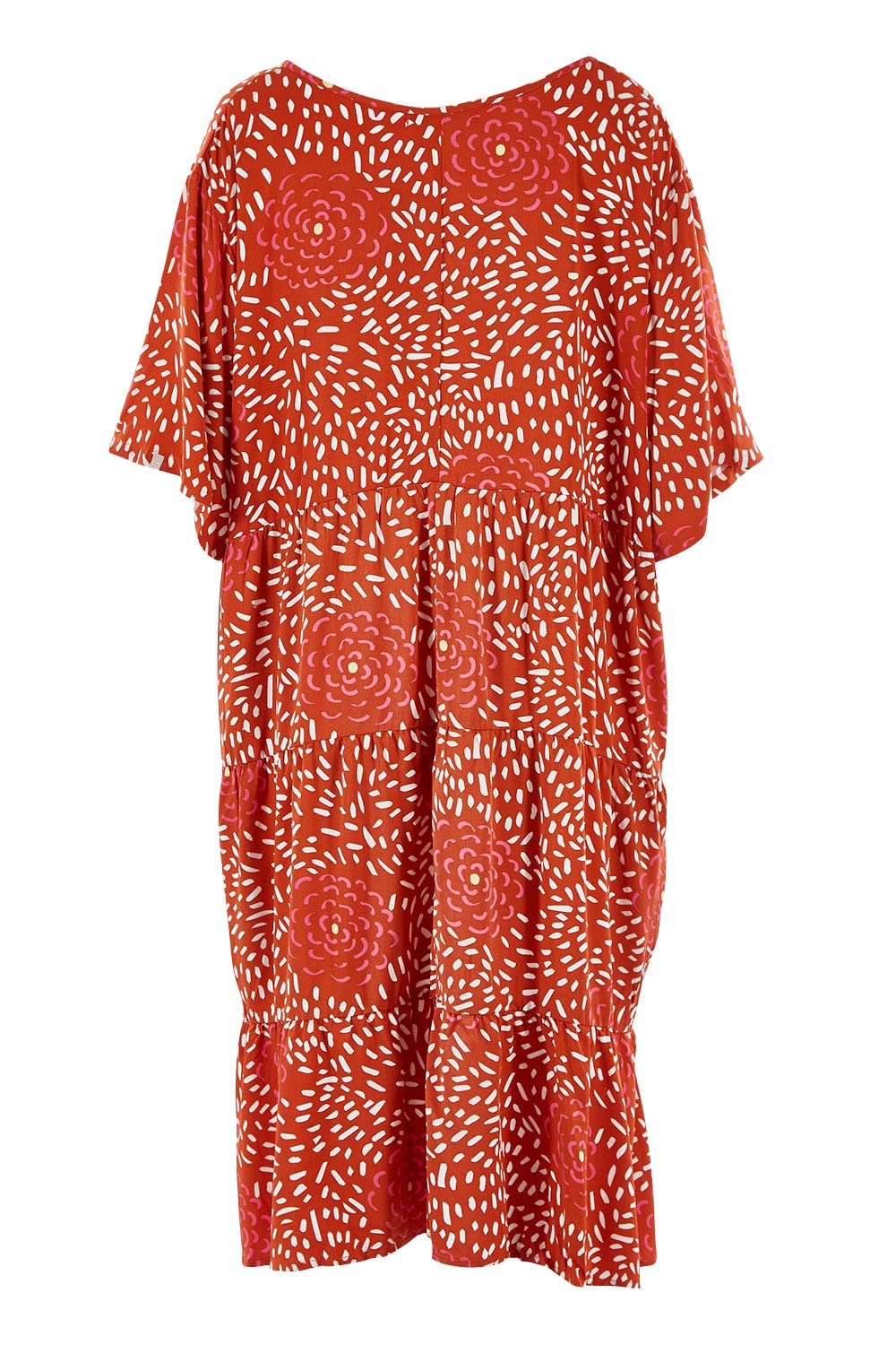 Product shot of the Chic Dress in colour Corasplash (Pink), from the back