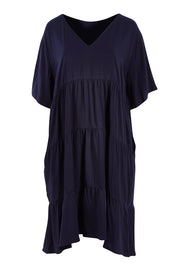 Product shot of the Chic Dress in colour Navy (Blue), from the front