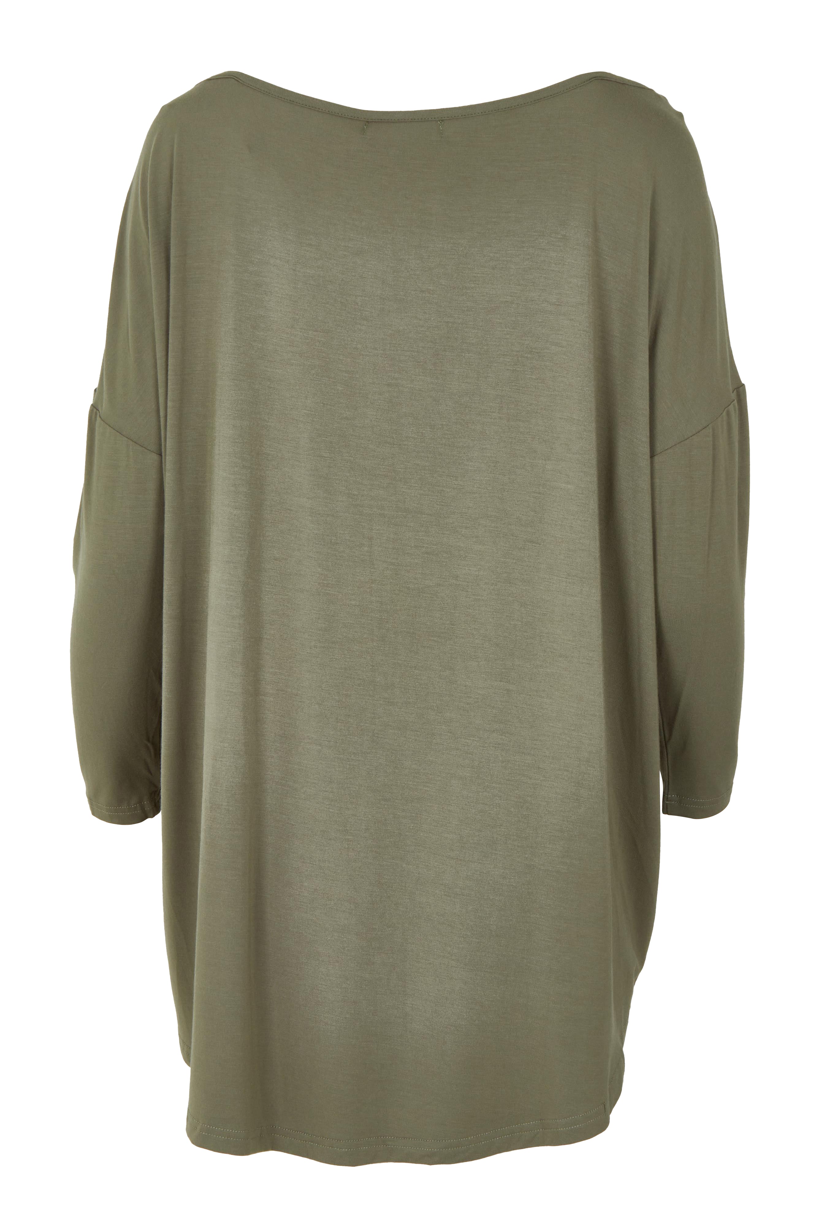 Product shot of the Pippa Bamboo Top in colour Fern (Green), from the back