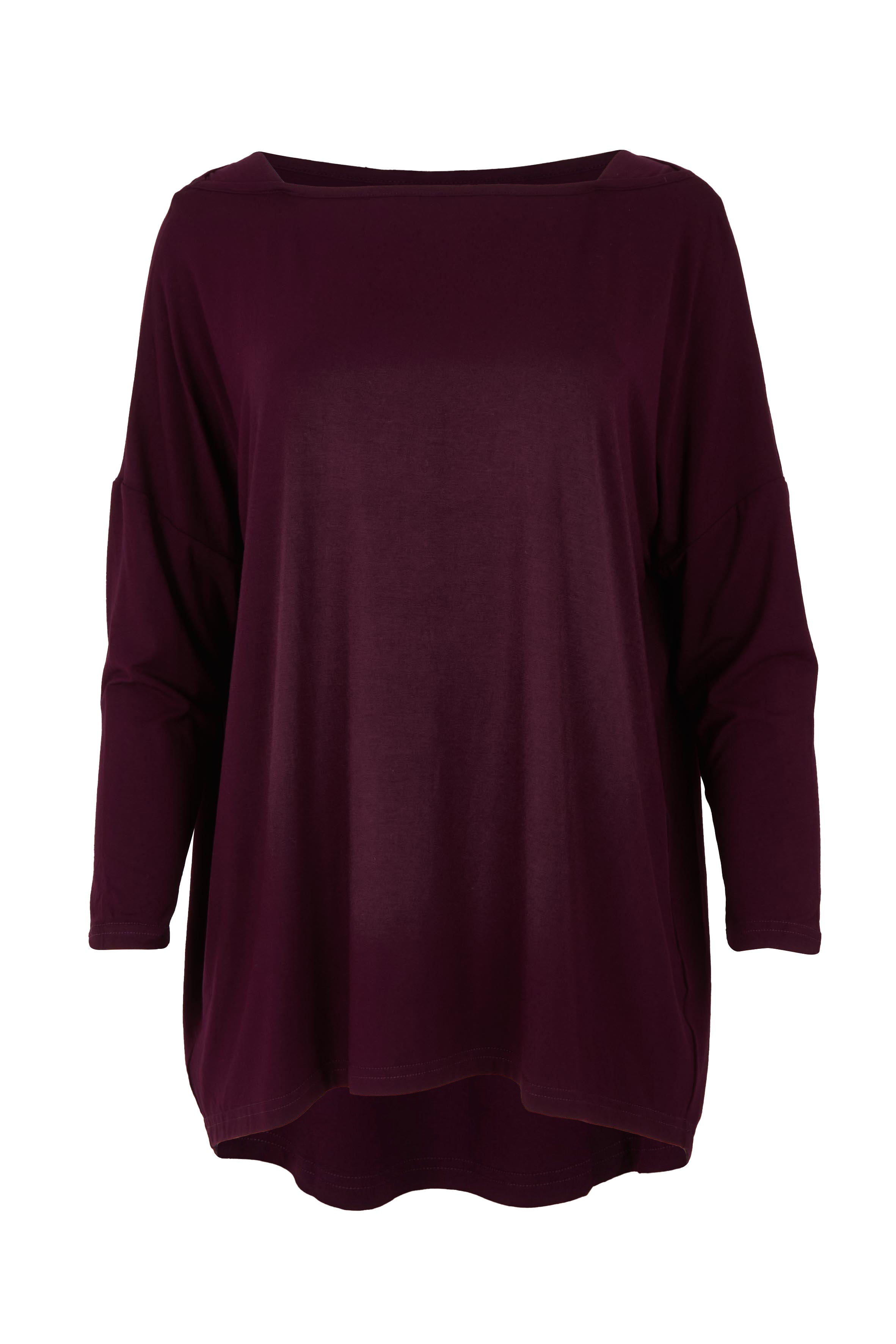 Product shot of the Pippa Bamboo Top in colour Shiraz (Purple), from the front