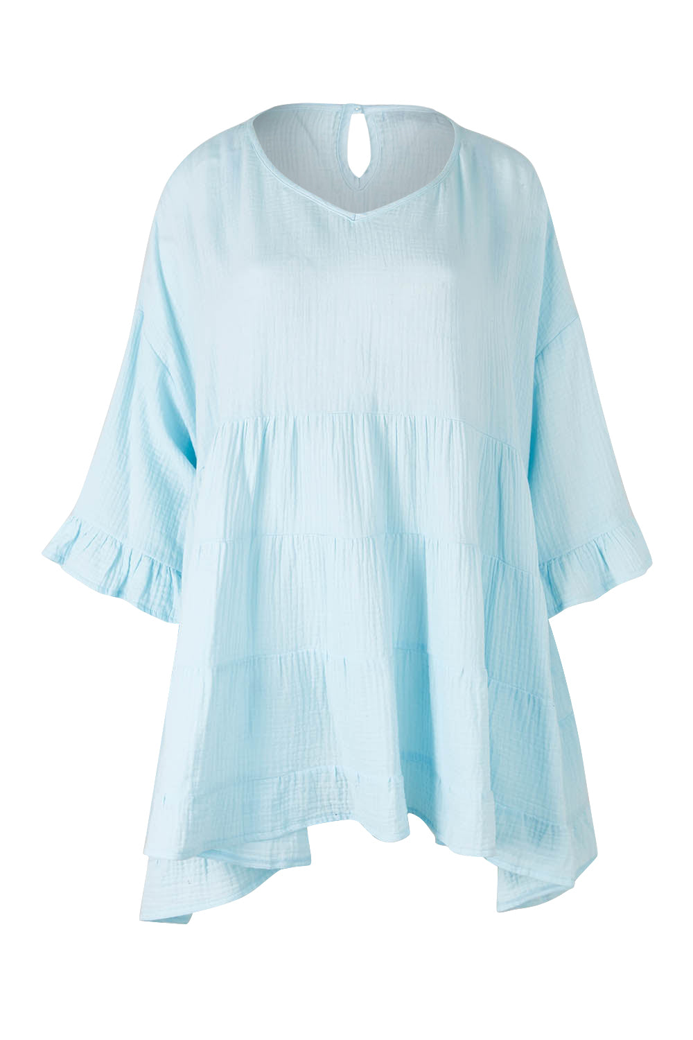 Product shot of the Sofia Top in colour Blue (Blue), from the front