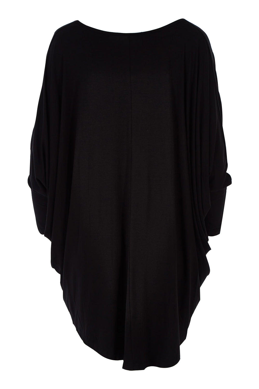 Product shot of the Long Sleeve Hi Low Top in colour Black (Black), from the back
