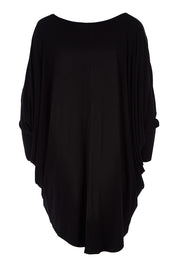 Product shot of the Long Sleeve Hi Low Top in colour Black (Black), from the back