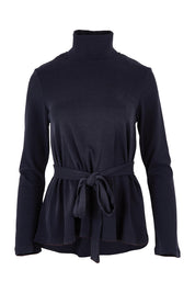 Product shot of the Jazmine Cotton Blend Top in colour Midnight (Blue), from the front