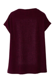 Product shot of the Bridget Top in colour Berry (Purple), from the back