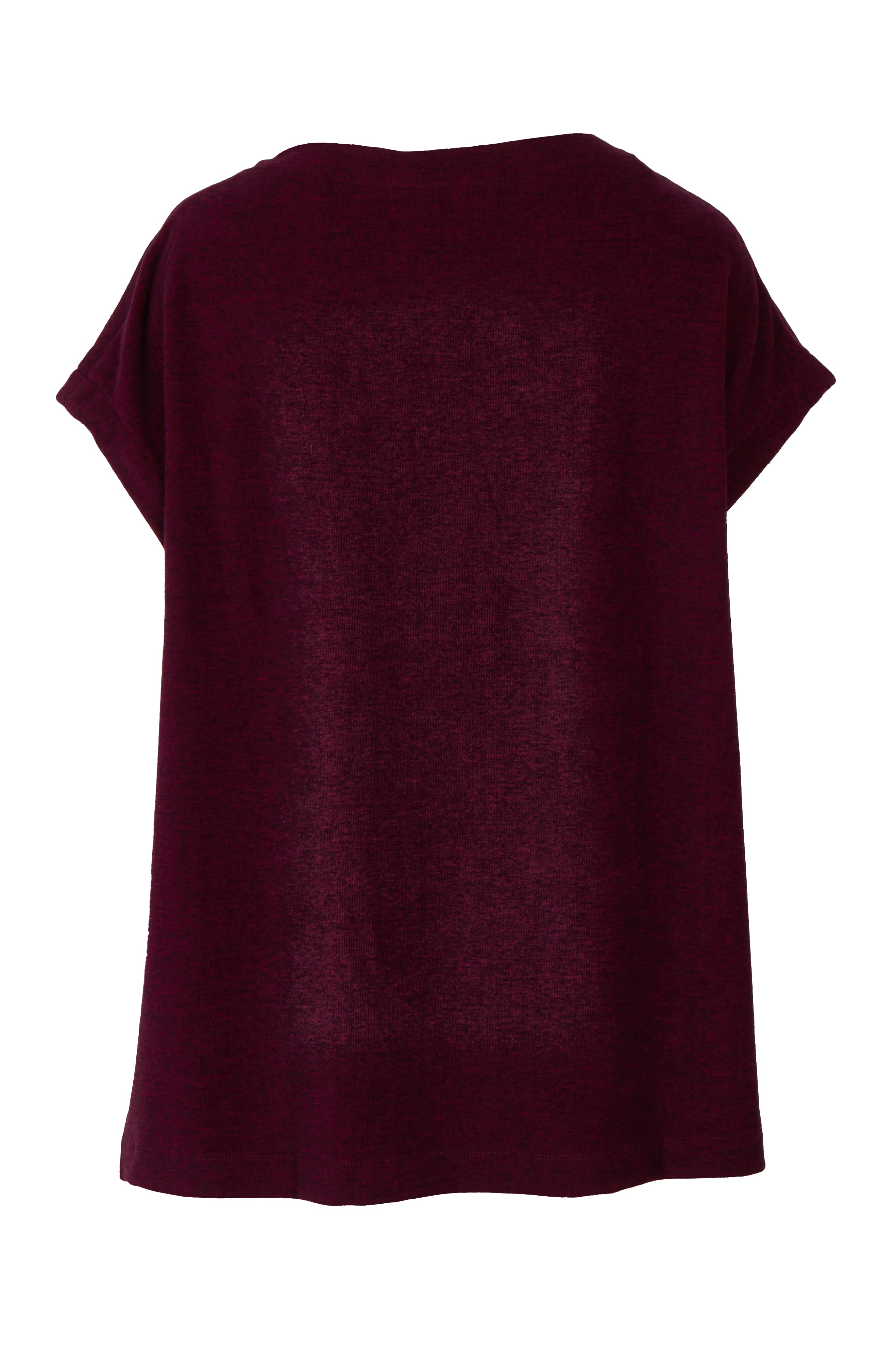 Product shot of the Bridget Top in colour Berry (Purple), from the back
