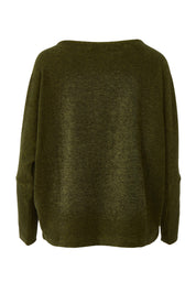 Product shot of the Pennie Long Sleeve Top in colour Fern (Green), from the back