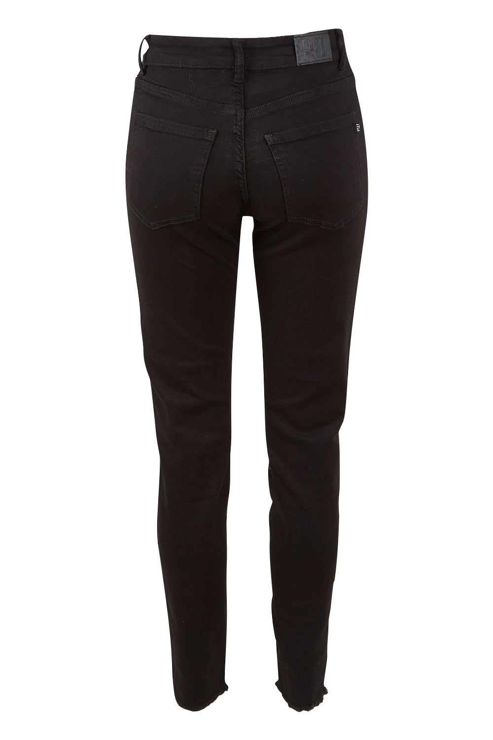Product shot of the Frayed Slim Fit Jean in colour Black (Black), from the back
