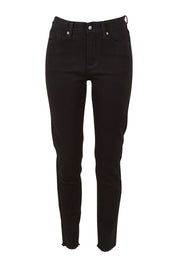 Product shot of the Frayed Slim Fit Jean in colour Black (Black), from the front
