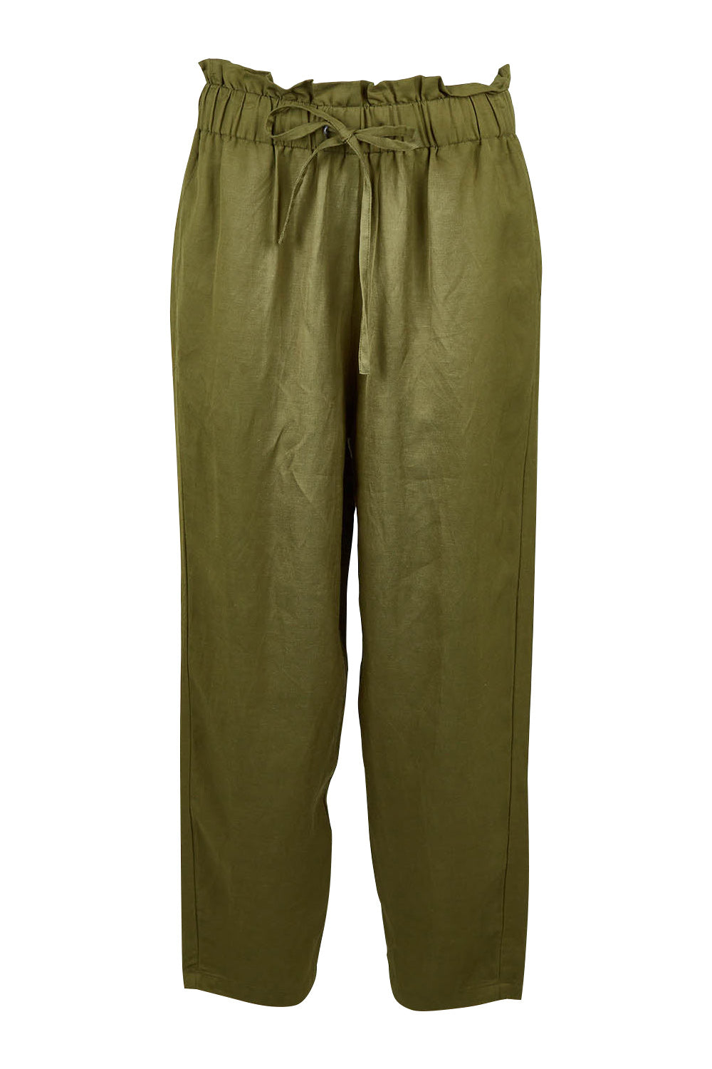 Product shot of the Olivia Pant in colour Greenenvy (Green), from the front