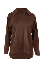 Product shot of the Gigi Lounge Sweater in colour Chocolate, from the front