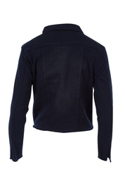 Product shot of the Denim Jacket in colour DarkBlue (Blue), from the back