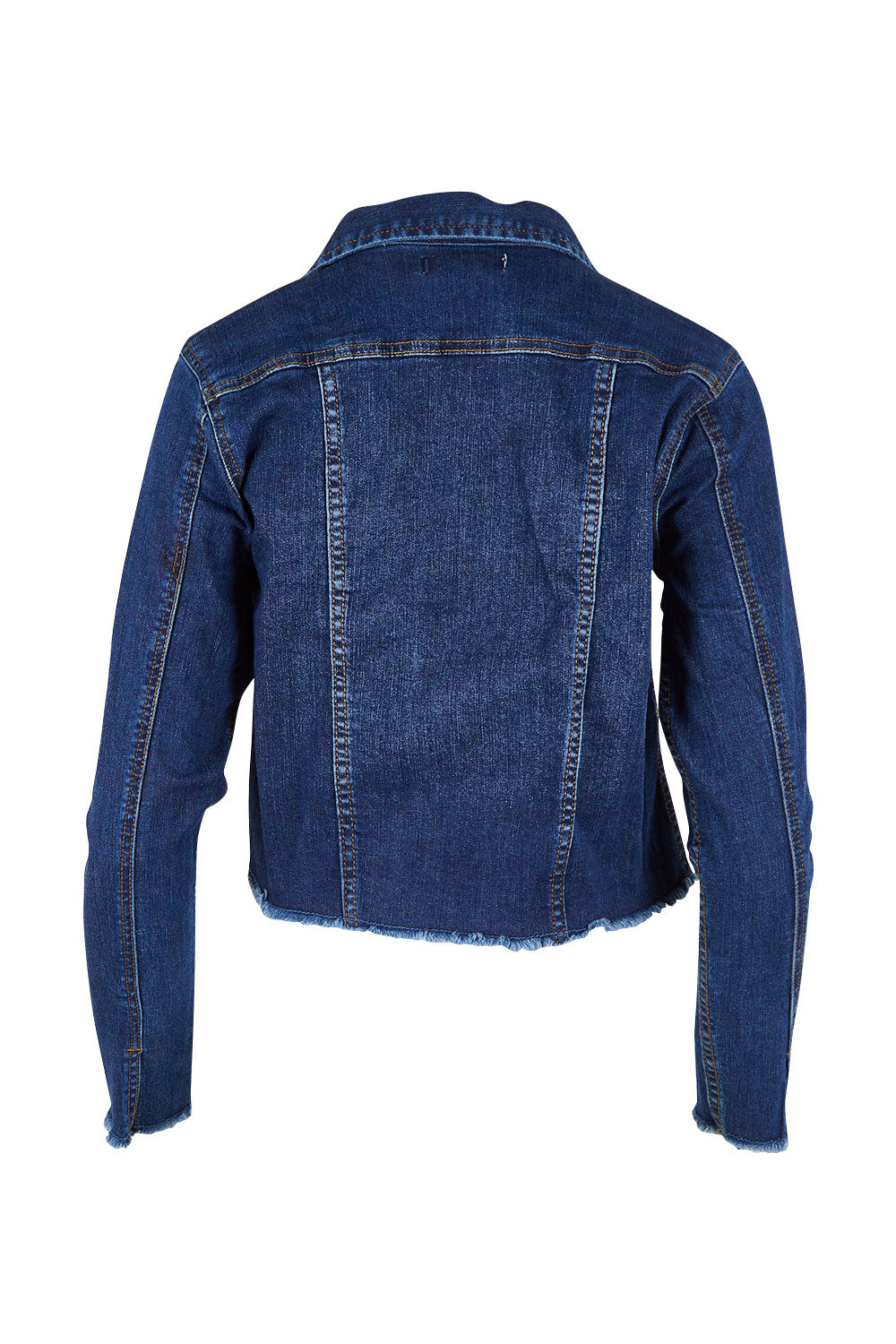 Product shot of the Denim Jacket in colour Dkblue (Blue), from the back