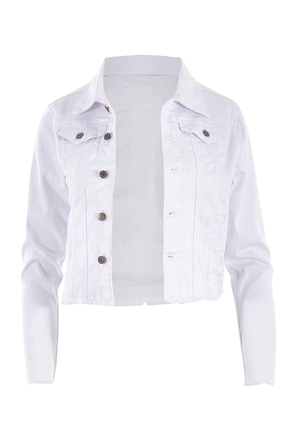 Product shot of the Denim Jacket in colour White (White), from the front