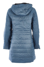 Product shot of the Reversible Down Jacket in colour CharBlack (Grey), from the back