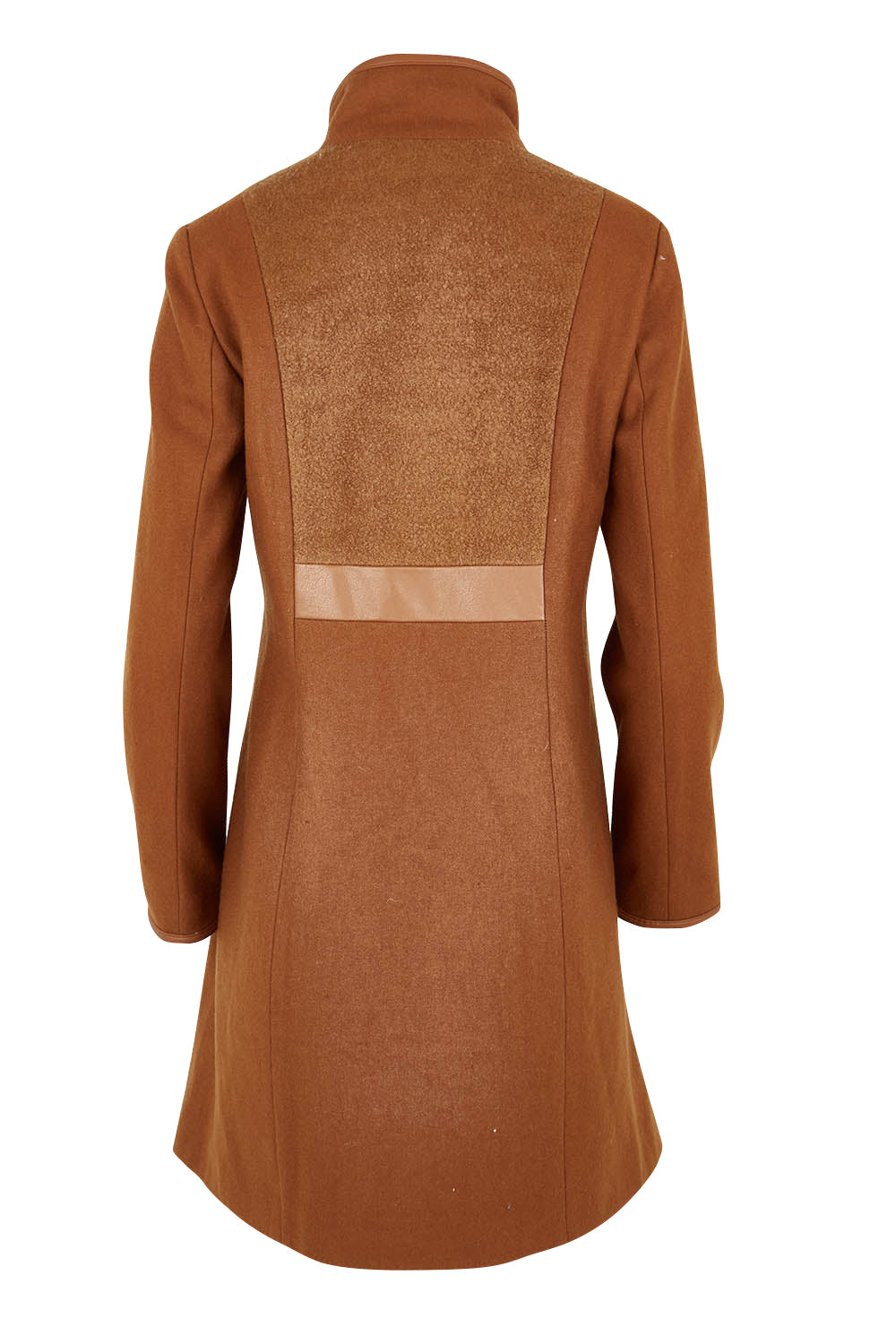 Product shot of the Multi Fabric Jacket in colour Latte, from the back