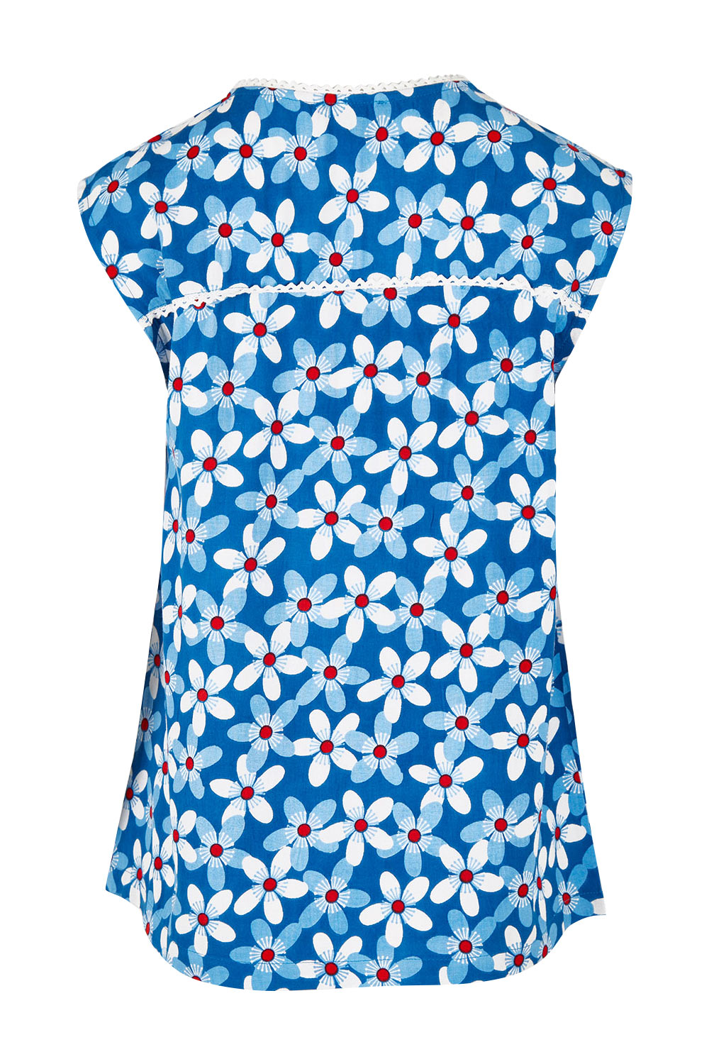 Product shot of the Helen Tank in colour Aster (Blue), from the back