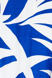 Product shot of the Fronds Playsuit in colour Fronds (Blue), detail
