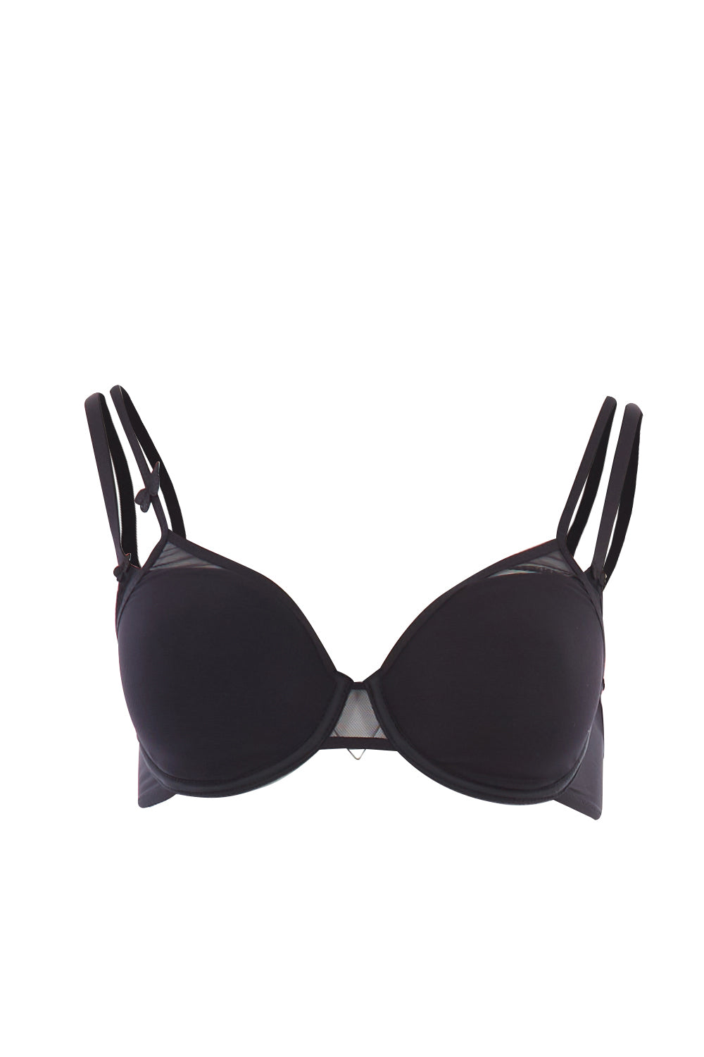 Product shot of the Miss Joy Spacer Bra in colour Noir (Black), from the front