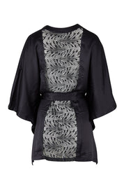 Product shot of Thelma Kimono in colour Black (Black), from the back