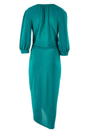 Product shot of the Ocean Dress in colour Tealgreen (Green), from the back