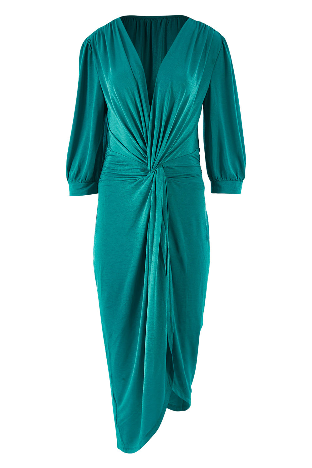 Product shot of the Ocean Dress in colour Tealgreen (Green), from the front