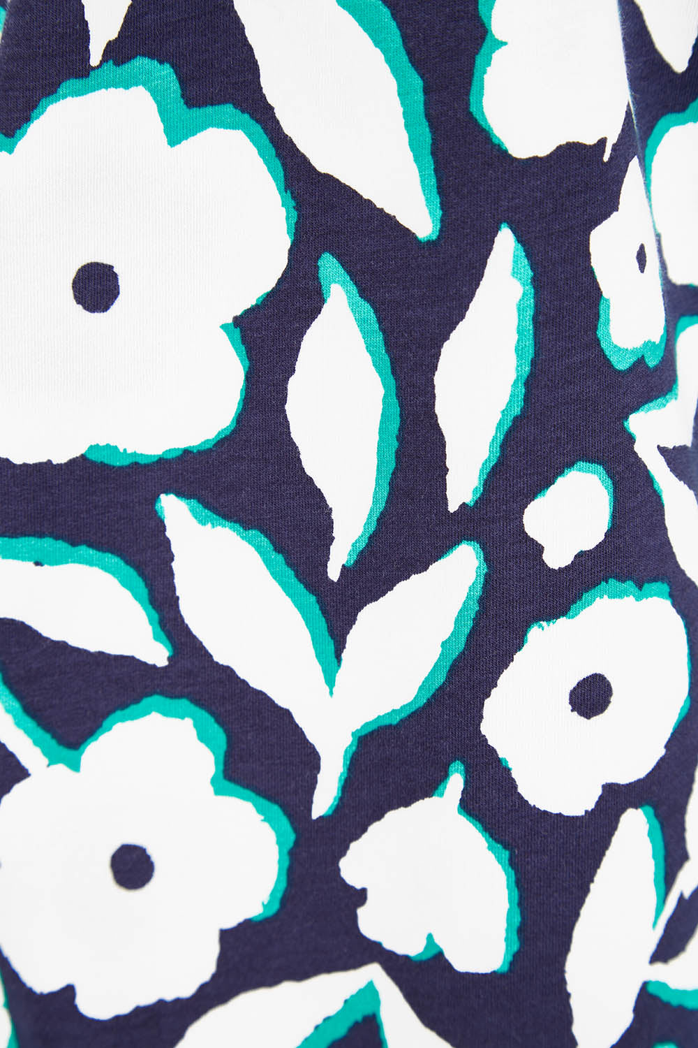 Product shot of the Ashley Dress in colour Flowers (Blue), detail