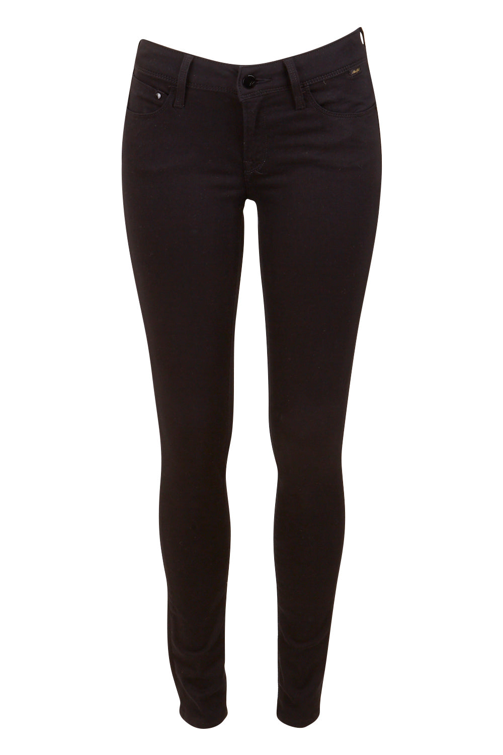 Product shot of the Alexa Mid Rise Skinny in colour BlkReform (Black), from the front