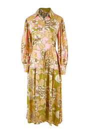 Product shot of the Apostle Dress in colour Botanical (Pink), from the front