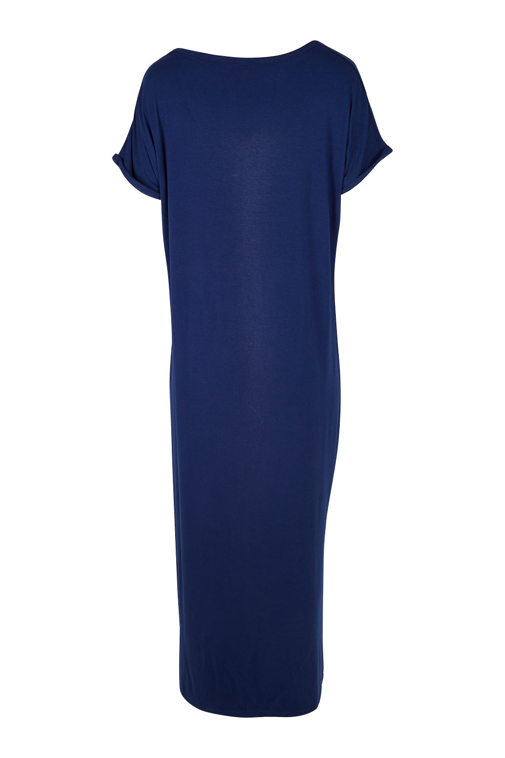 Product shot of the Elsie Dress in colour Navy (Blue), from the back