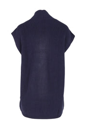 Product shot of the Allegra Knitted Capelet in colour Darknavy (Blue), from the back