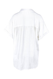 Product shot of the Flynn Linen Blend Shirt in colour White (White), from the back