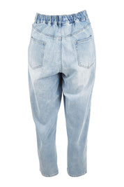 Product shot of the Isla Jean in colour Stoneblue (Blue), from the back