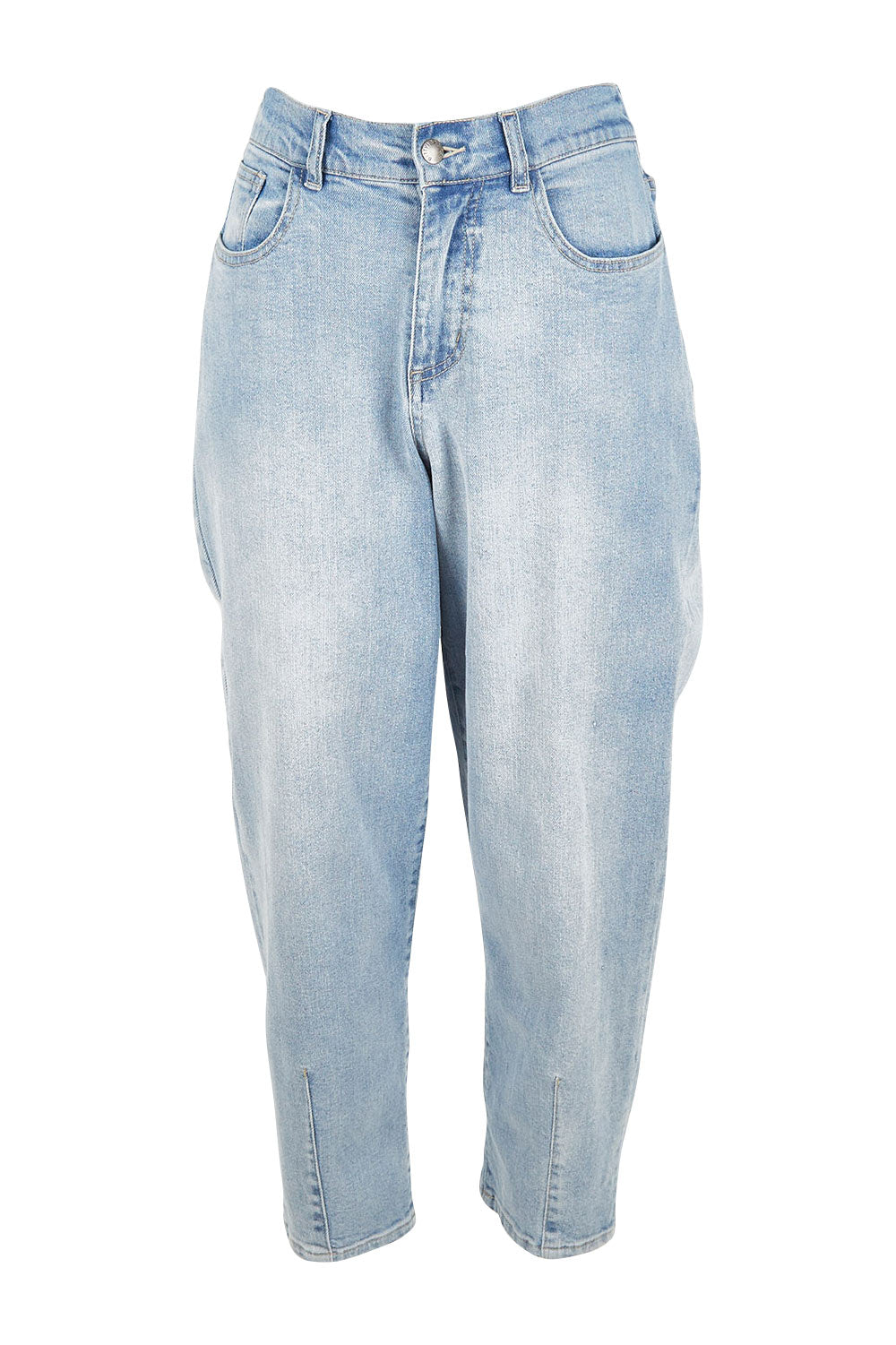 Product shot of the Isla Jean in colour Stoneblue (Blue), from the front