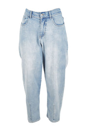 Product shot of the Isla Jean in colour Stoneblue (Blue), from the front