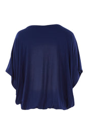 Product shot of The Relaxed Button Bamboo Tee in colour Navy (Blue), from the back
