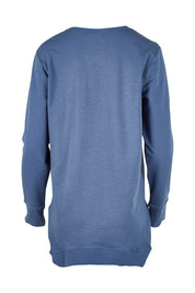 Product shot of The Hem Detail Sweater in colour Denimblue (Blue), from the back