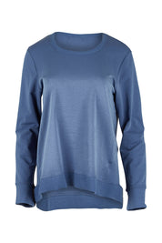 Product shot of The Hem Detail Sweater in colour Denimblue (Blue), from the front