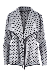 Product shot of The Free Fall Midi Cardi in colour Greyspot (Grey), from the front