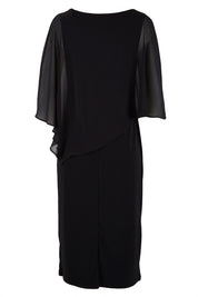 Product shot of The Overlay Midi Dress in colour Black (Black), from the back